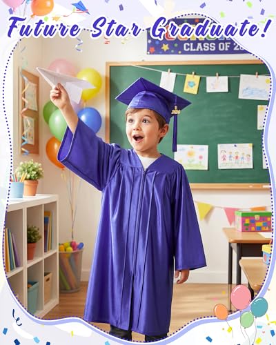 Image of Xuhal 6 Set Preschool Graduation Cap and Gown Set Kindergarten Grad Gowns Children Graduation Cap with 2026 Grad Tassel