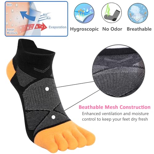 Womens Toe Socks Cotton Athletic Running Socks No Show Five Finger Sports Arch Support Ankle Socks 6 Pack4
