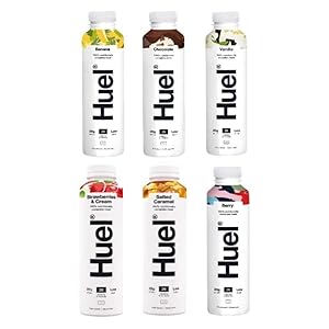 Huel 500ml Variety Pack Ready To Drink Nutritionally Complete Meal Flavours Inc. Chocolate, Vanilla, Banana, Berry, Salted Caramel, Strawberries & Cream (Pack of 6)