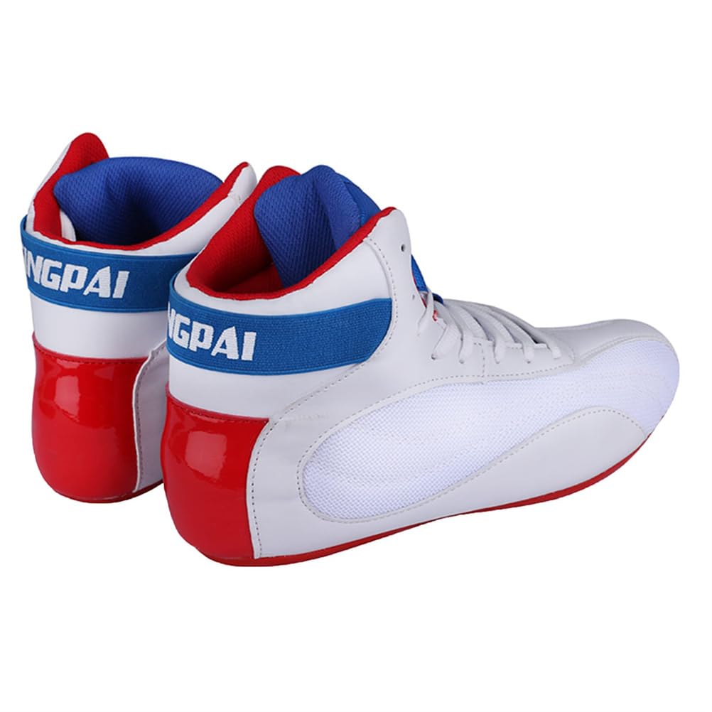 Botas De Lucha Y Boxeo para Hombres, Jóvenes Y Mujeres, Ligeras, Transpirables, Antideslizantes, para Sentadillas, Culturismo Y Entrenamiento Fitness,Blanca,38 EU