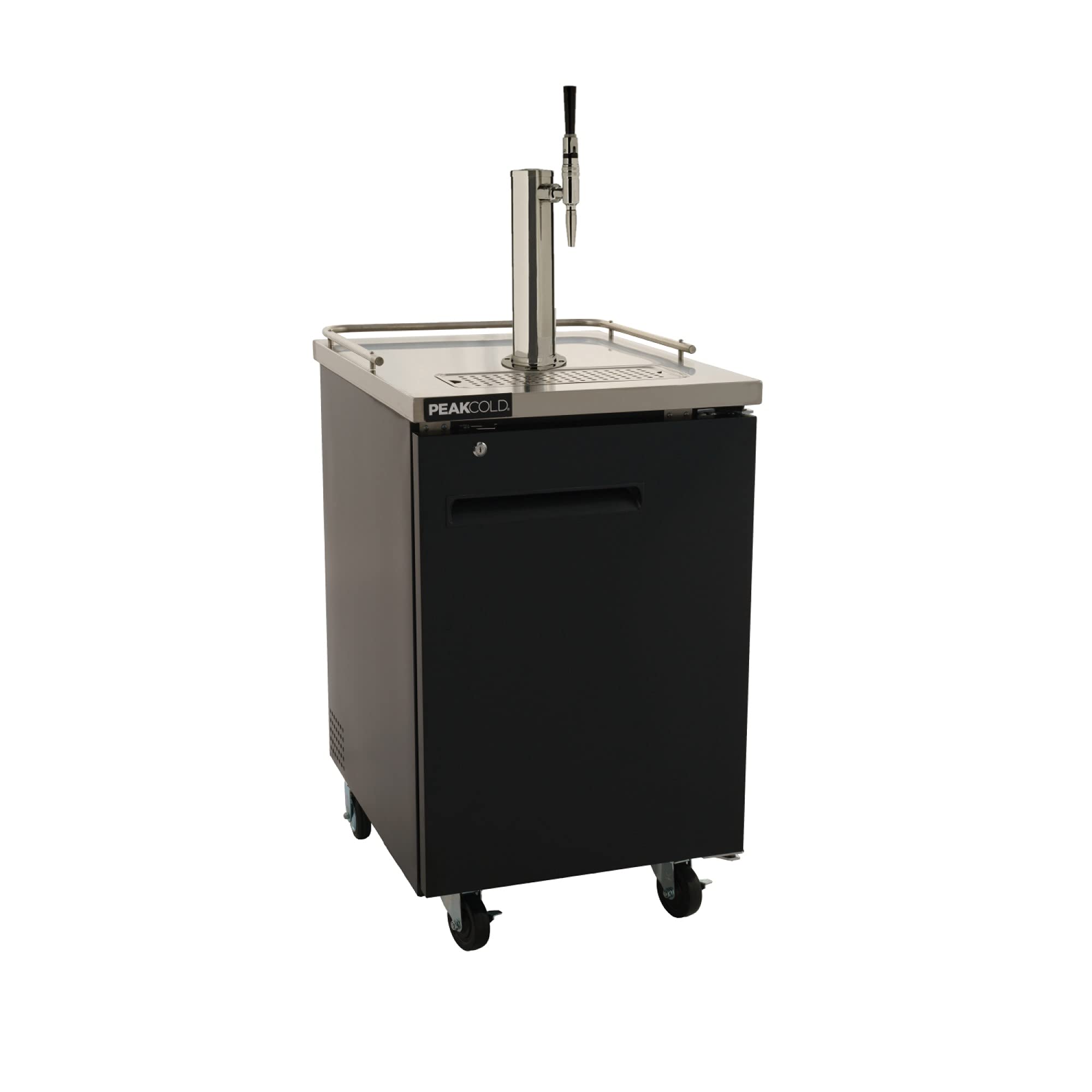 PEAKCOLD Single Tap Nitro Coffee Kegerator - Commercial Grade Nitro Cold Brew System with Digital Temperature Control and Stainless Steel Finish 23.5" W | Fridge.com