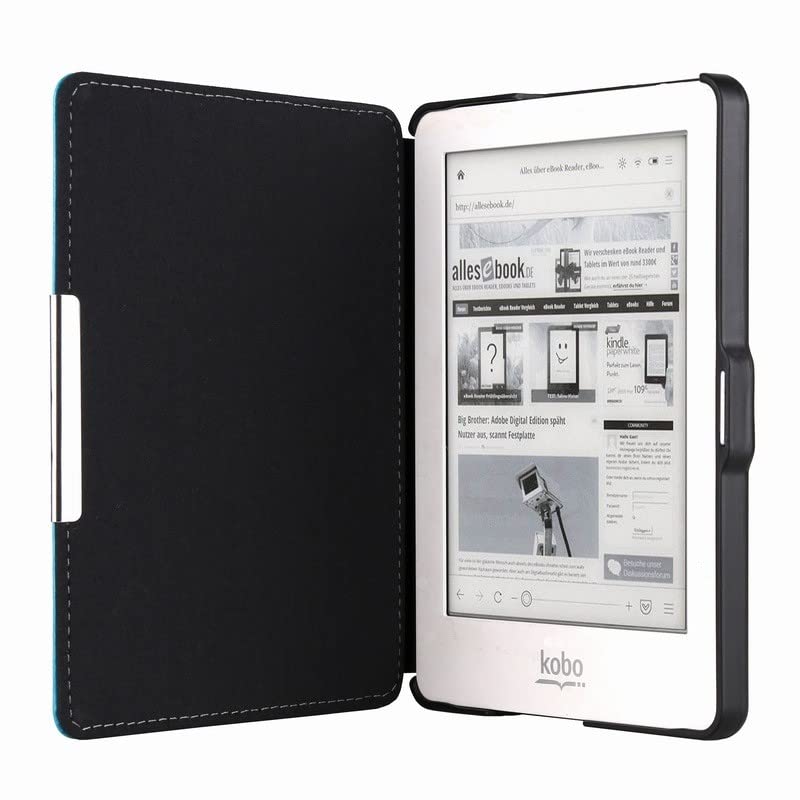Kobo GLO   Funda de piel rígida con tapa magnética para lector electrónico KOBO GLO