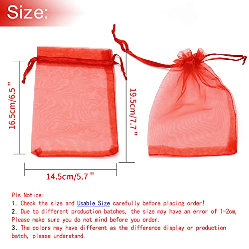 Image of Dealglad 50pcs Drawstring Organza Jewelry Candy Pouch Christmas Wedding Party Favor Gift Bags (6x8, Red)