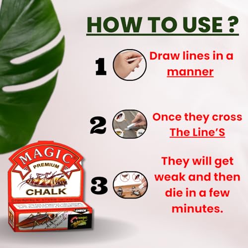 Image of Magic Premium Chalk Cockroach Killer Herbal And Non Toxic (Pack of 3, 250g)