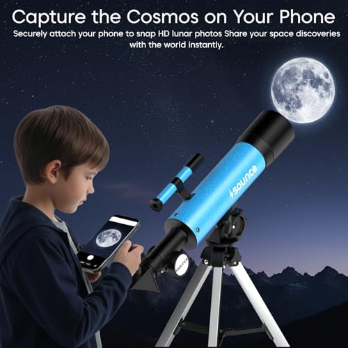 Image of Sounce 50 /360 HD Zoom Refractor Telescope 90X High Magnification, 360 Adjustable Tripod Stand, Clear Long Distance Viewing for Moon, Stars, Wildlife & Outdoor Exploration