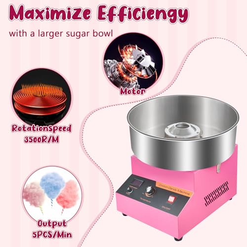 Elektrische Zuckerwattemaschine, 1000 W Zuckerwattegeräte, Zuckerwattemaschine Cotton Candy Machine, Zuckerwatte Maschine mit Edelstahlschüssel, Perfekt für Kindergeburtstage zu Hause – Bild 3