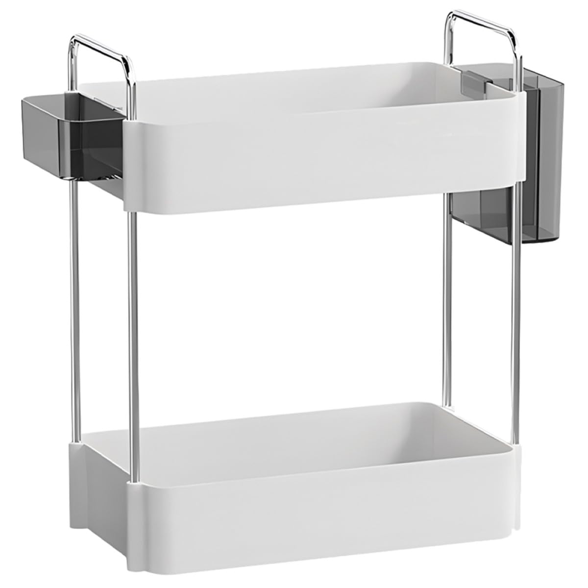 Cestino portaoggetti da bagno a doppio livello, ripiano in acciaio inox per