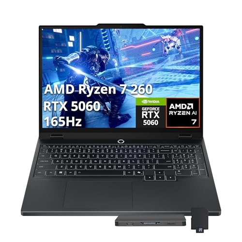 Image of Lenovo Legion 5 15.1 inch WQXGA 165Hz Gaming Laptop, AMD Ryzen 7 260, GeForce RTX 5060 GDDR7, 64GB DDR5, 5TB Storage(4TB SSD+1TB Docking Station Set), RGB Backlit Keyboard, Wi-Fi 7, Win11 Pro, Black