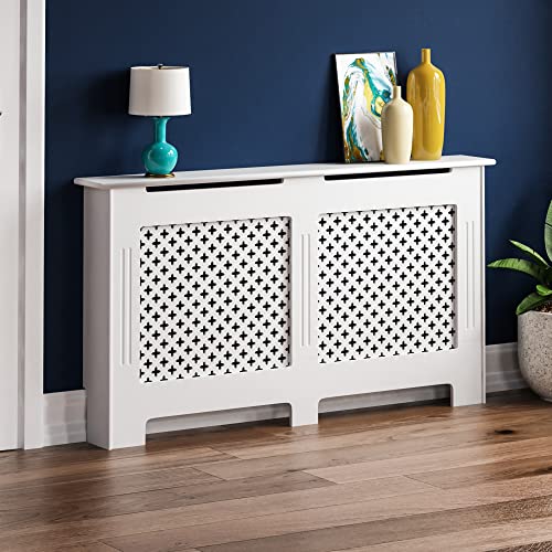 Vida Designs Oxford Radiator Cover Traditional White Painted MDF Cabinet, Large (H: 82 / W: 152 / D: 19 cm)