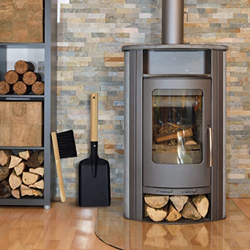 Fireplace Ash Shovel and Brush Set- Upgraded Metal Coal Shovel and Hearth Brush Set Large Fireplace Tools, Fire Pit Accessories for Fireplace Wood Stove Hearth Cleaning - Image 3