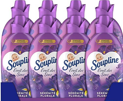 Soupline – Suavizante concentrado Soupline Eveil des Sens Serenity Floral – Fórmula testada dermatológicamente – Lote de 8 x 1,2 L