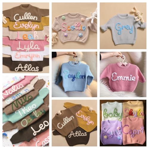personalized baby sweater with nameone birthday giftcustom name embroidered knit sweaternewborn baby girl boy sweatermonogrammed newborn gifts
