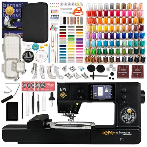 Bernette B79 Harry Potter Edition 2-in-1 Sewing & Embroidery Machine with 3 Embroidery Hoops 80 Polyester Thread Spools & 230+ Piece Deluxe Accessory Kit
