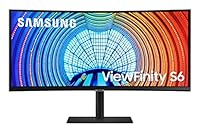 SAMSUNG Viewfinity S65UA Series 34-Inch Ultrawide QHD Curved Monitor, 100Hz, USB-C, HDR10 (1 Billion Colors), Height Adjustable Stand, TUV-certified Intelligent Eye Care (LS34A654UBNXGO),Black