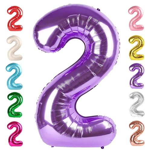 Image of 2 Balloon Numbers Birthday Decorations, 40In Purple Balloons for Men Women | Eye-catching Appearance, Perfect Decorative Centerpieces, Convenient Self-sealing Structure, Widely for Various Occasions
