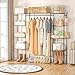 Neprock Portable Closet Wardrobe, Metal Clothing Rack with 8 Shelves & 1 Hang Rod, Free Standing Closet Rack for Hanging Clothes Closet Organizers and Storage, 63