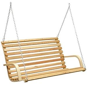 AMANKA Hollywoodschaukel Bank Holzbank Lärchenholz Gartenbank Schwebebank Schaukelbank mit Befestigung Braun