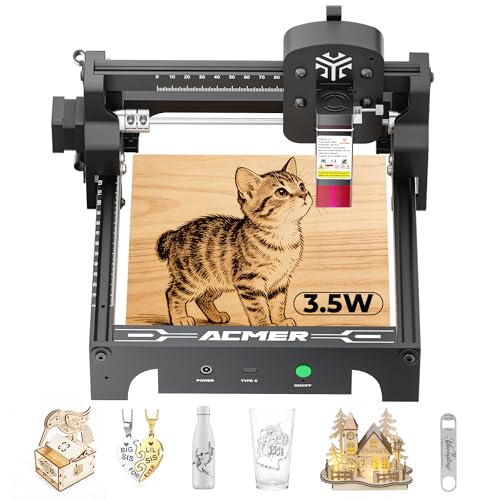 ACMER S1 Laser Engraver 3500mW, Compact Desktop Engraving & Cutting Machine for DIY Crafts, Small Business & Makers, 130x130mm Work Area, 0.04mm Detail Engraving for Wood, Acrylic