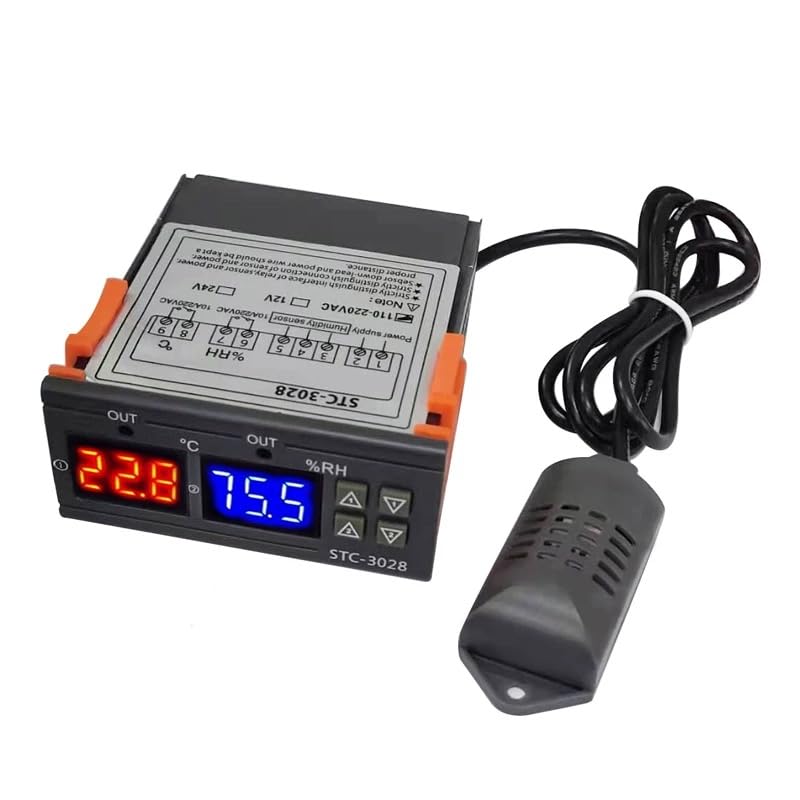 TM&W- Digital LED Temperature Controller, XH-W3001, W1209, STC-1000, STC-3028, M452, HYGROMETER, 220V 1500W 10A Thermostat Control Switch with NTC Sensor Probe for Egg Incubator (STC-3028)-picture-14