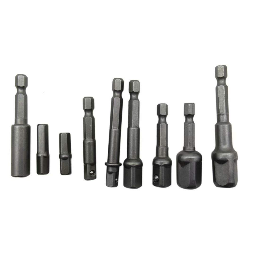 9Pc Drill Socket Adapter Set - Hex Impact Driver Bit Extension Adaptor &ndash