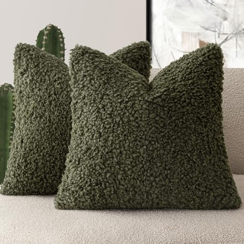 Foindtower 2 Pieces 18x18 Inch Olive Green, Faux...