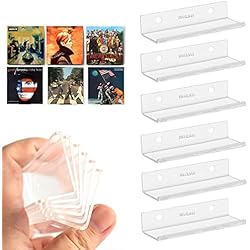 Estanterias Record Estante de vinilo para discos de pared, estante de exhibición de acrílico transparente de 10 cm, estante de exhibición para álbum de acrílico, muestra tu escucha diaria en estilo, paquete de 6