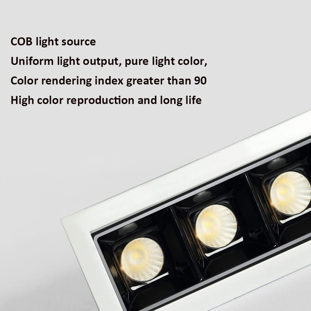 USMJQVZ Luz Lineal empotrada LED, 10 focos empotrables LED Rejilla antirreflejos, iluminación empotrada CRI90, 3000K, 4000K, 6000K Temperatura de Color Seleccionable, Negro, Blanco 2 Paquetes