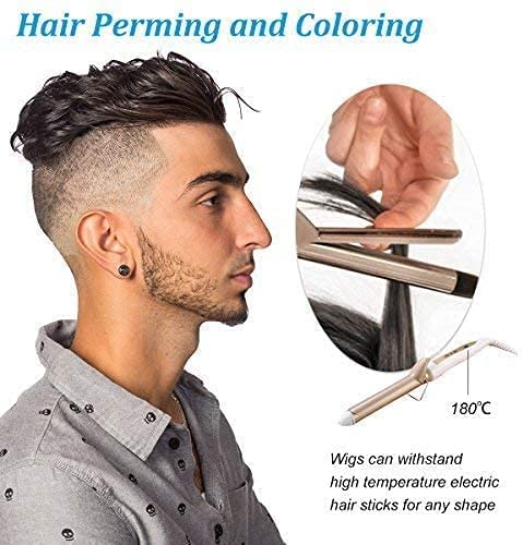 Miniatura 6 de Piezas de cabello para hombre, tupé para hombres, cabello humano 100% real, 8 x 10 pulgadas, gorra base súper suave y transpirable, sistema de