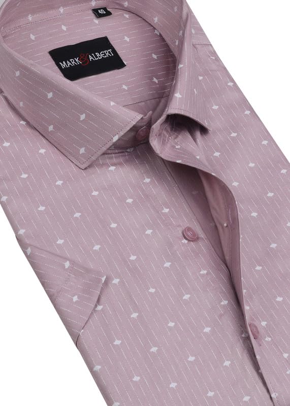 Image of MARK & ALBERT Men's 100% Cotton Printed Half Sleeves Regular Fit Shirt for Men