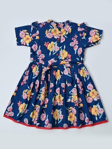 Image of mini mama by Bella Moda Front Flower Applique Dress (Blue, 18-24M)