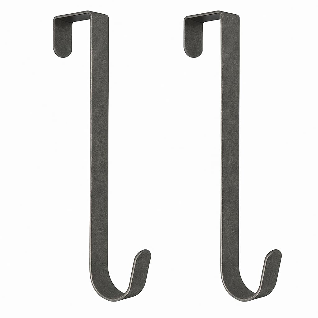 Floralcraft 13" Wreath Hook - Graphite Grey Wreath Door Hanging Hook, Hanger for Christmas Wreaths (Set of 2)