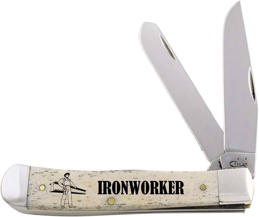 Case WR XX Pocket Knife Ironworker Natural Smooth Bone Trapper Item #1067612 - (6254 SS) - Length Closed: 4 1/8 Inches