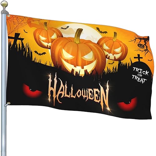 NASIAN Halloween Flag 3x5 Outdoor Double Sided Scary Halloween Fall Pumpkin Flags for Outside Thanksgiving House Yard Party Decorations Banner