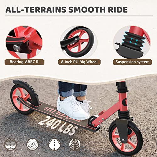 Image of WAYPLUS Kick Scooter for Ages 6+,Kid,Teens & Adults.8 Big Wheels,240lb