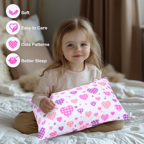 Image of UOMNY Toddler Pillowcases for Girls - Love and Heart Baby Pillow Case 2 Pack - Small Covers for Travel (13X18, 12x16, 14x19)
