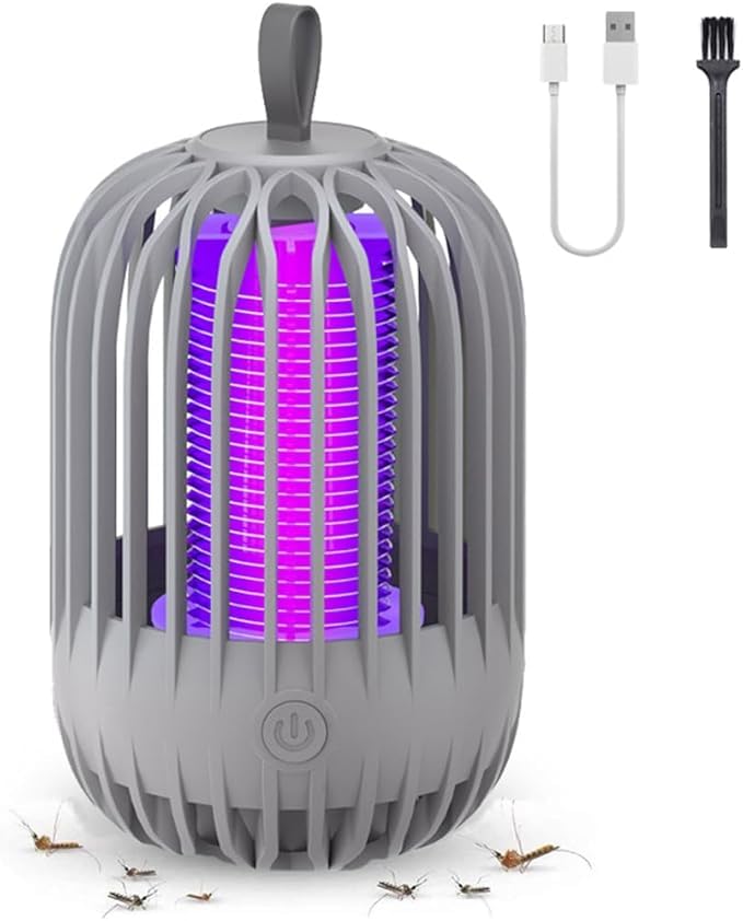 Mosquito Killer Lamp,Fly Zapper, Mosquito Killer Lamp with UV Light,Electric Mosquito Killer,Effectively Controls Flying Insects, Portable Bug Zapper For Summer Trip, Camping (Gray)