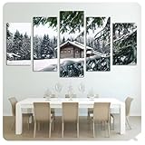 Photo Gallery stampe hd 5 pezzi wall art canvas painting cabin in snow winter scene landscape poster immagine modulare decorazione per la casa- 30x40 30x60 30x80cm (senza cornice) Photo Gallery stampe hd 5 pezzi wall art canvas painting cabin in snow winter scene landscape poster immagine modulare decorazione per la casa- 30x40 30x60 30x80cm (senza cornice)