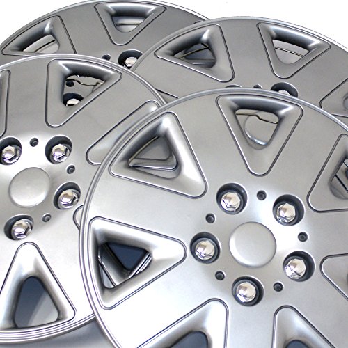 Image of WSC3-026S16 4pcs Set Snap-On Type (Pop-On) 16-Inches Metallic Silver Hubcaps Wheel Cover