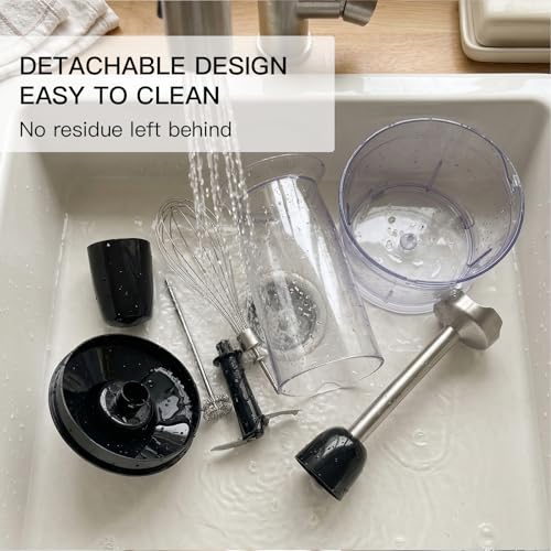 Image of MEGAWISE HB-2062B 5-in-1 Hand Immersion Blender Set, 800W Powerful Stick Blender with Turbo Mode, Variable Speed Control, Stainless Steel Blade, Includes Whisk, Milk Frother, Chopper Bowl & Beaker