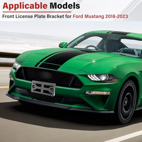 Image of License Plate Bracket Accessories for Ford Mustang 2018 2019 2020 2021 2022 2023, Front Bumper License Plate Holder Replacement Frame Black Mount