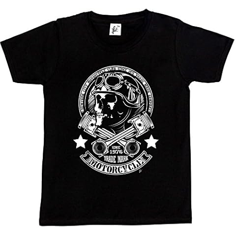 Fancy A Snuggle New York City Motorcycle Club Skull Rider Crossed Spare Parts Kids Boys T-Shirt Black 9-11 Year Old Cover
