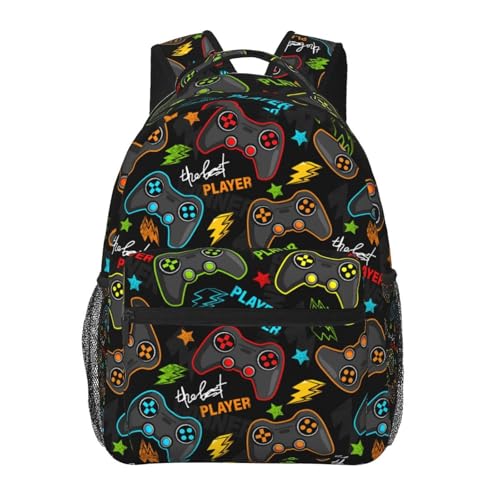 Fiokroo Mochila escolar para estudantes, adolescentes, homens, mulheres, laptop, mochila de viagem com vários bolsos, Videogame nº 09, One Size, Casual