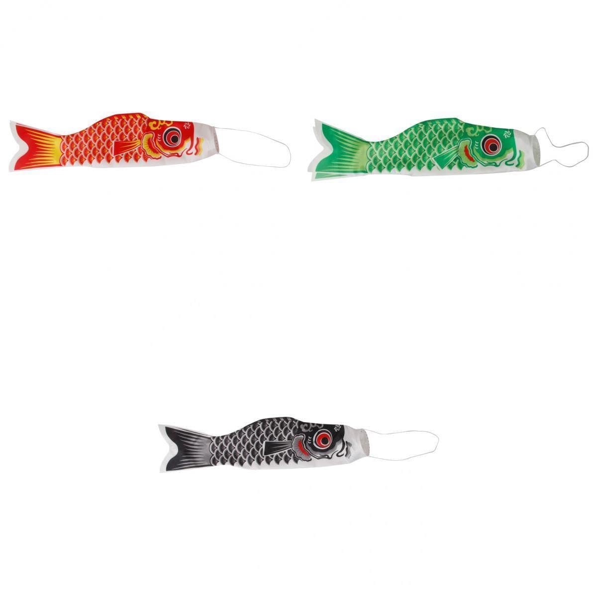 HEAVENGLOW 3Pieces Japanese Windsock Carp Koi Nobori Sailfish Red Green Black 100cm-image-8