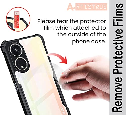 Image of A rtistque Clear Hard Transparent Acrylic Armor Anti-Drop Shockproof TPU Edge Back Cover Case for Oppo A1 Pro - Black