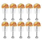10 Pcs Tabletop Metal Wedding Flower Vase, 19.3in/49cm Height Vases for Centerpieces Silver Crystal