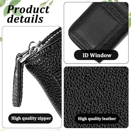 Credit Card Holder Wallet for Women, Leather RFID Blocking Credit Card Holder Wallet with 12 Card Slots Cash Zipper Coin pouch with ID Window Minimalist Purse4