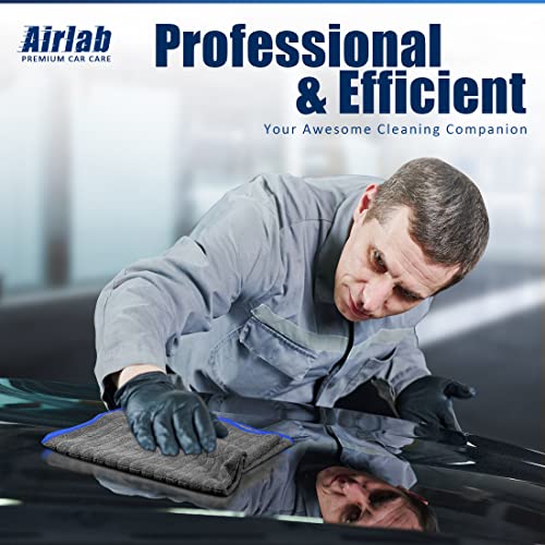 Airlab Microfiber Towels For Cars Wash & Drying Auto Detailing, Highly Absorbent, Lint-Free, Streak-Free, All-Purpose Cleaning Cloths For Household, 16" X 16", Pack Of 8, Grey #TOP7