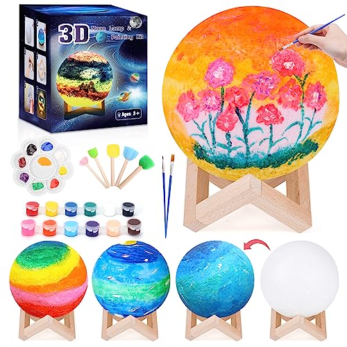 Regalo Bambina 7 8 10 11 Ans, Lampada Luna Lavoretti Creativi per Bambini Regali Giochi Bambina 5 6 9 12 Anni Femmina Moon Lamp Set Pittura Giocattoli Bambino Luce Notturna Bambini Idee Regalo Gioco