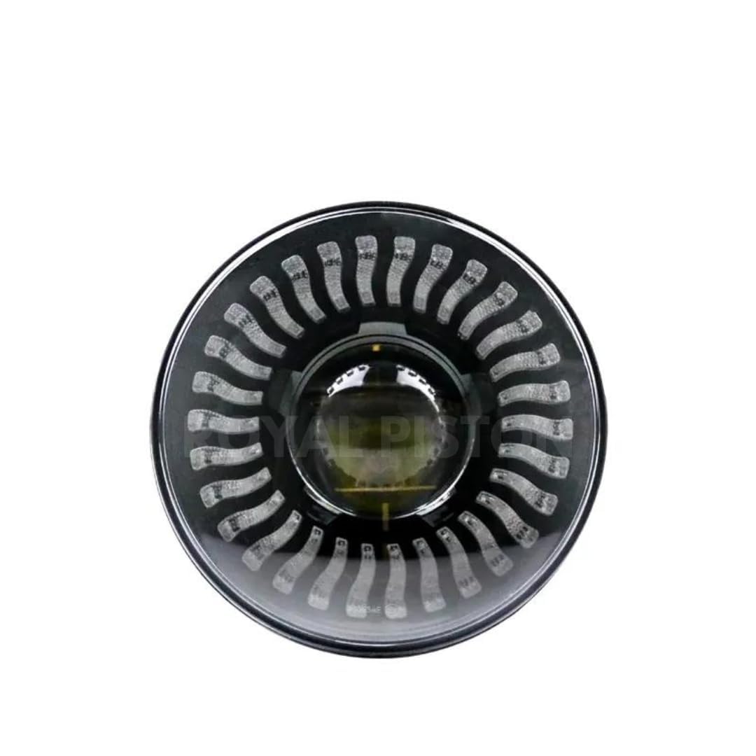 Royal Piston Smart LED 7" Diamond-Cut Headlight | 75-110W Latest 2023 CREE LED H4 Plug & Play Compatible With Royal Enfield, Thar, Gypsy (Apeaxbeam 2pc)