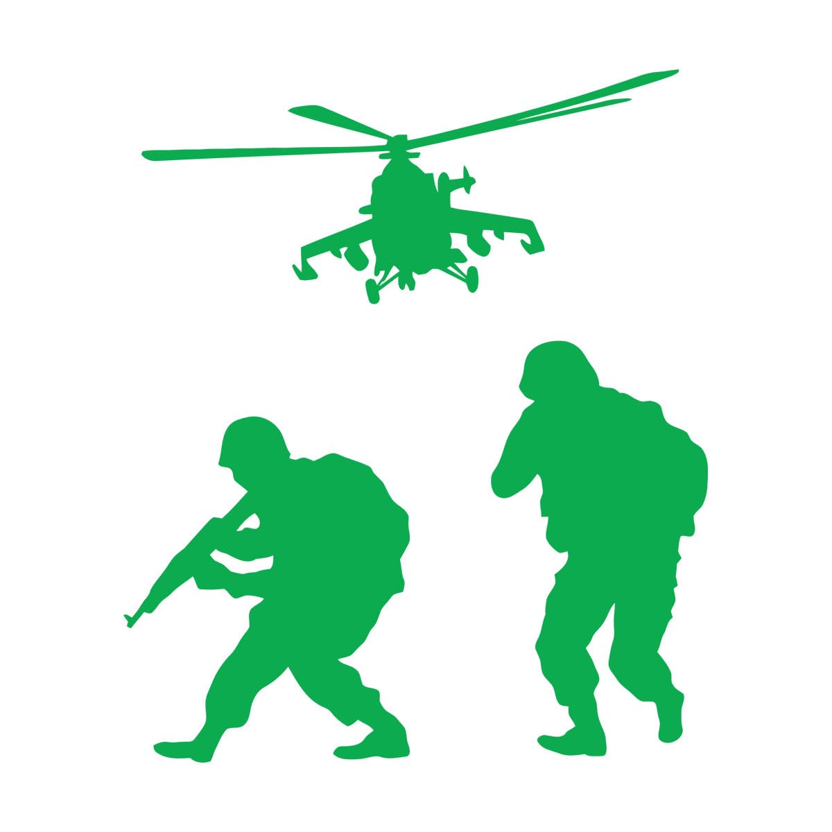 Wall Decals Paster Paper Soldiers Helicopters Army Air Force Military War Aviation 81x97.2cm Self Adhesive Extra Large Green — image 1